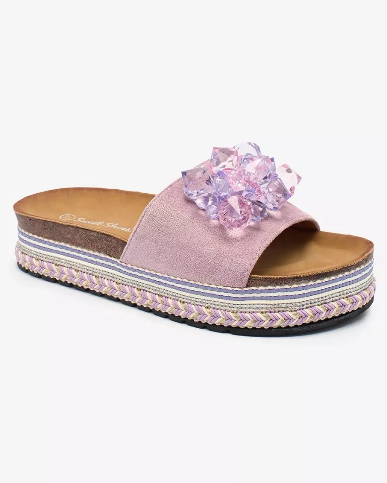 Royalfashion Dámské žabky s krystaly ve fialové barvě Bollah