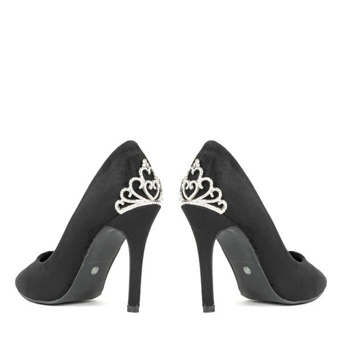Чорні туфлі на підборах з оздобленням Devya