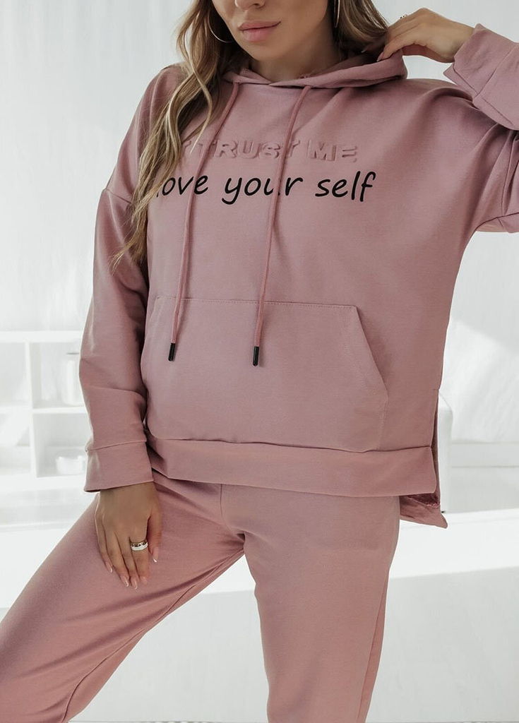Royalfashion Růžová dámská mikinová souprava s nápisy