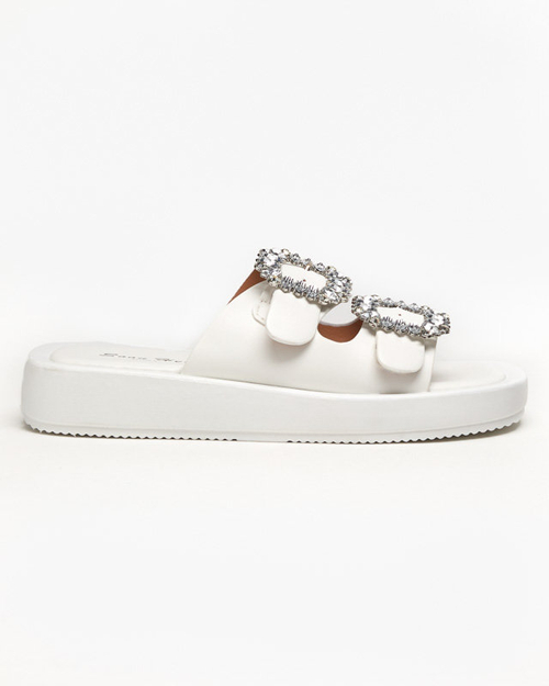 Білі жіночі шльопанці зі стразами Azazel