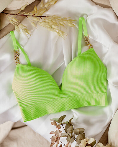 Royalfashion Dámská žebrovaná podprsenka s ozdobnými ramínky