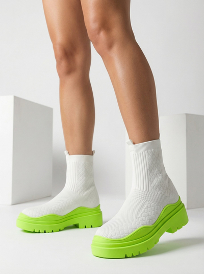 Біло-зелені жіночі чоботи Seritis
