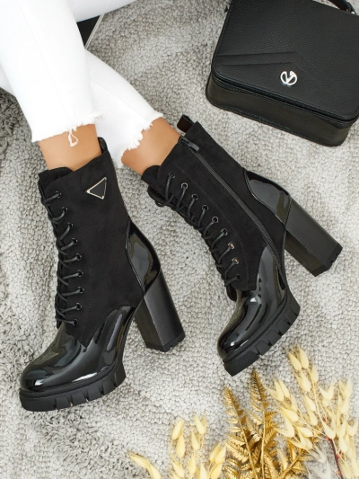 Dámské kotníkové boty eko semišové na sloupku Event Bramble