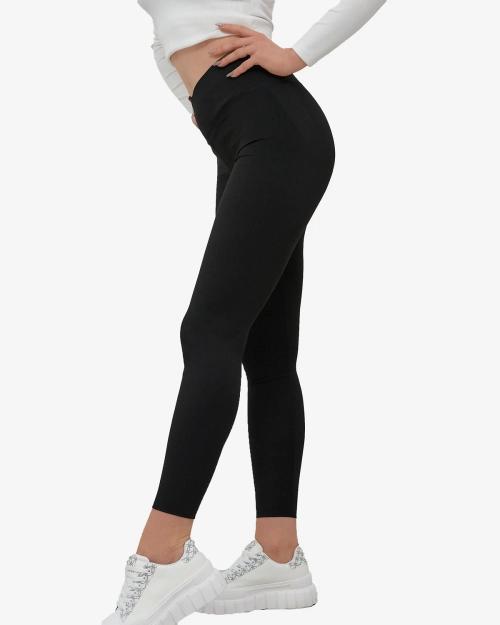 Легінси жіночі з широким еластичним поясом чорного кольору - Одяг