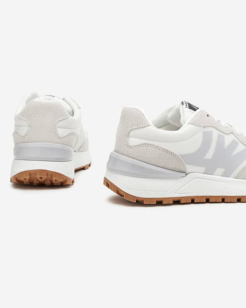 Білі жіночі кросівки з сірими вставками Narisa