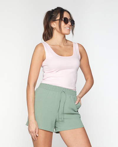 Жіночі зелені шорти з тканини PLUS SIZE - Одяг