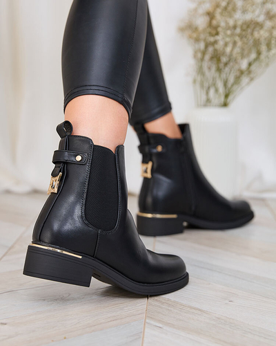 Royalfashion Černé dámské kozačky a'la sztyblety z ekokůže Frince