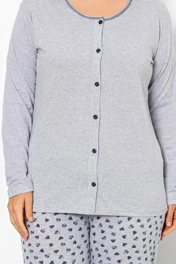 Dámská bavlněná pyžamová souprava Royalfashion s motivem srdíček VELIKOST PLUS