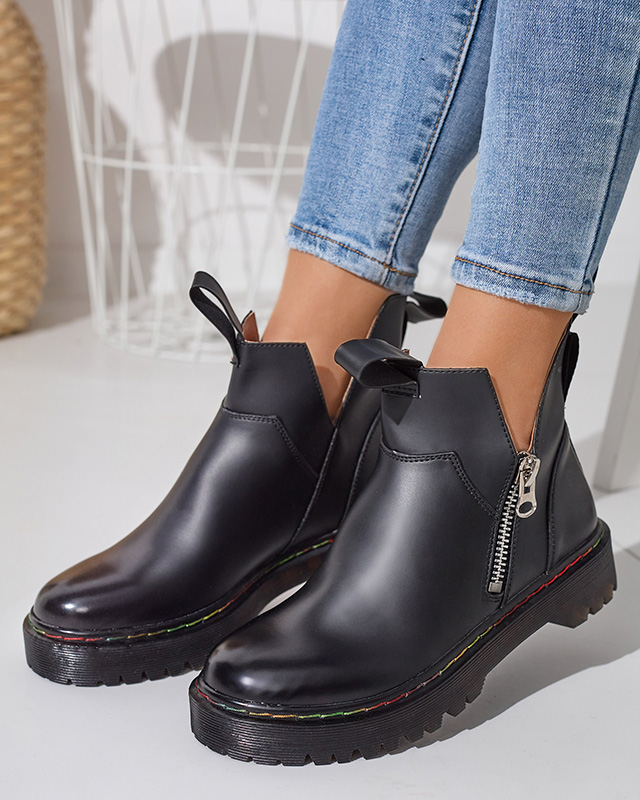 Černé dámské kozačky z eko kůže se zipem Odeta - Obuv