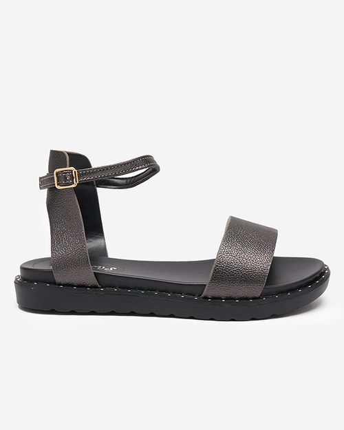 Темно-сірі жіночі босоніжки з мерехтливим покриттям Delika