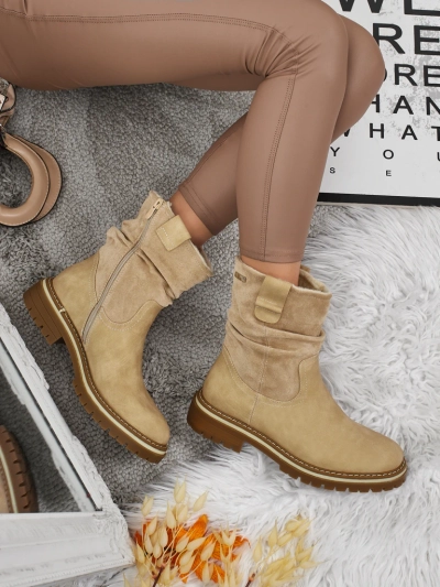 Vyšší dámské eko semišové kotníkové boty Liora