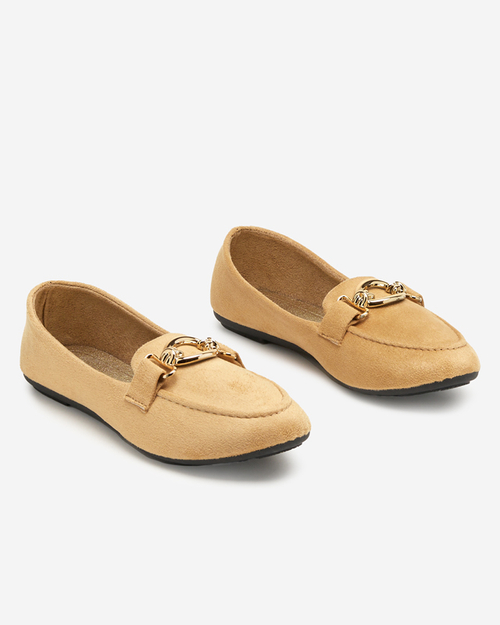 Бежеві жіночі лофери з пряжкою Brussi