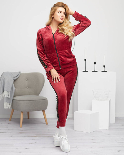 Dámská tepláková souprava s kaštanovými pruhy - Oblečení