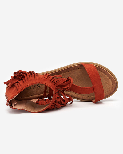 Dámské sandály s třásněmi v červenohnědé barvě Clov- Footwear