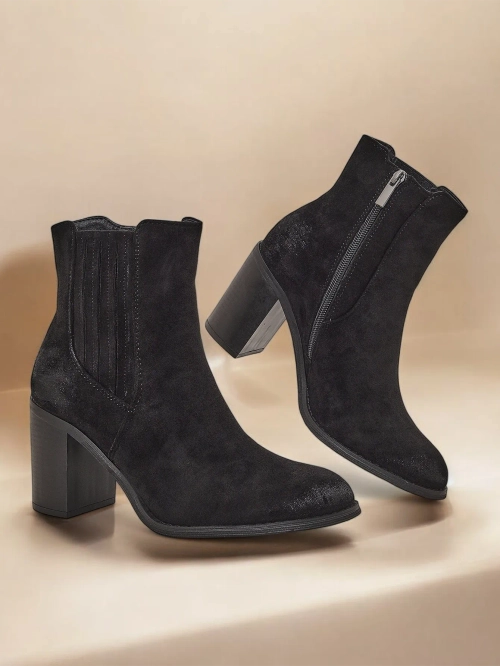 Royalfashion Еко-замшеві жіночі черевики на блоці-каблуці Cesios