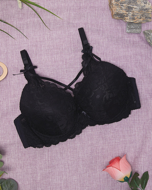 Бюстгальтер жіночий з мереживом чорного кольору - Білизна