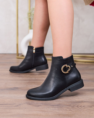 Royalfashion Černé dámské kozačky a'la sztyblety s ozdobami Ederte