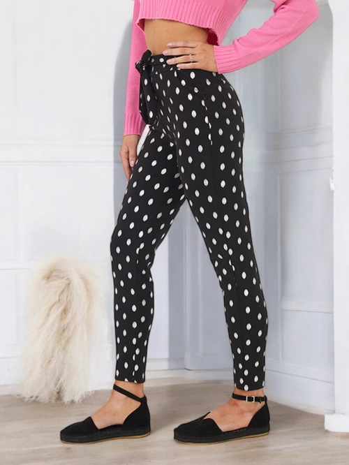 Чорні жіночі трегінси в сріблясті крапки - Одяг