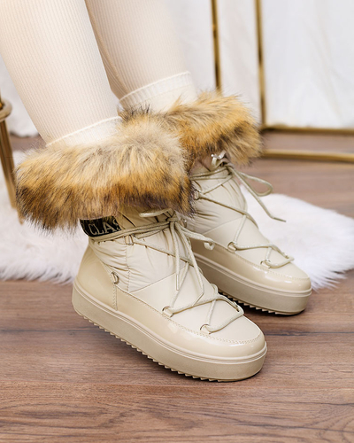 Royalfashion Бежеві черевики-сліпони a'la снігоступи жіночі Gomllo