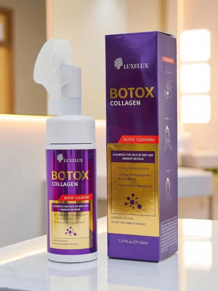 Čisticí a hydratační pleťová pěna s kolagenem a štětcem