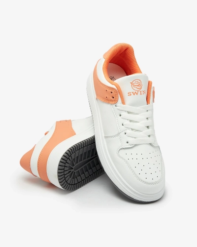 Royalfashion Bílo-oranžová dámská sportovní obuv Elevace