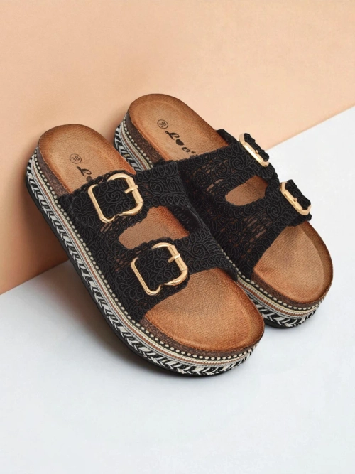 Royalfashion Жіночі босоніжки на платформі з пряжками CorkStyle