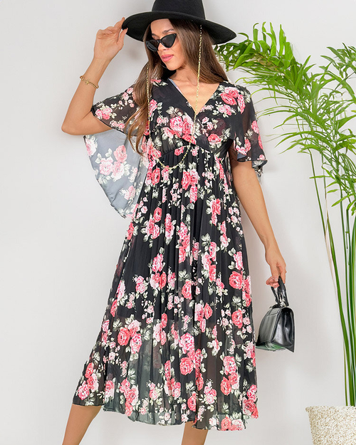 Royalfashion Жіноча плісирована квіткова сукня міді