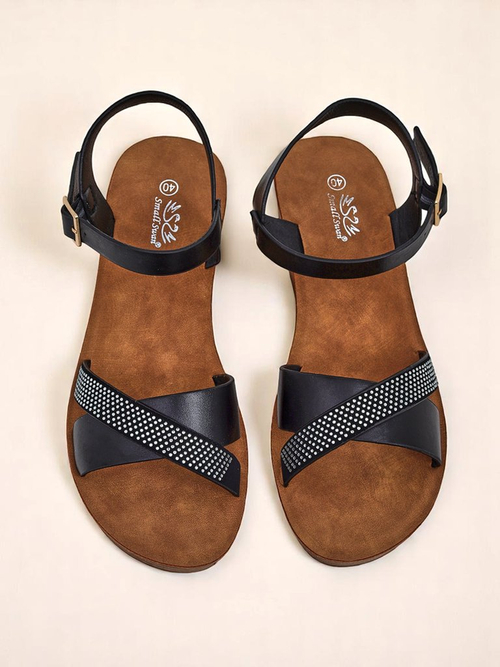 Royalfashion Жіночі босоніжки на танкетці з камінцями Allona