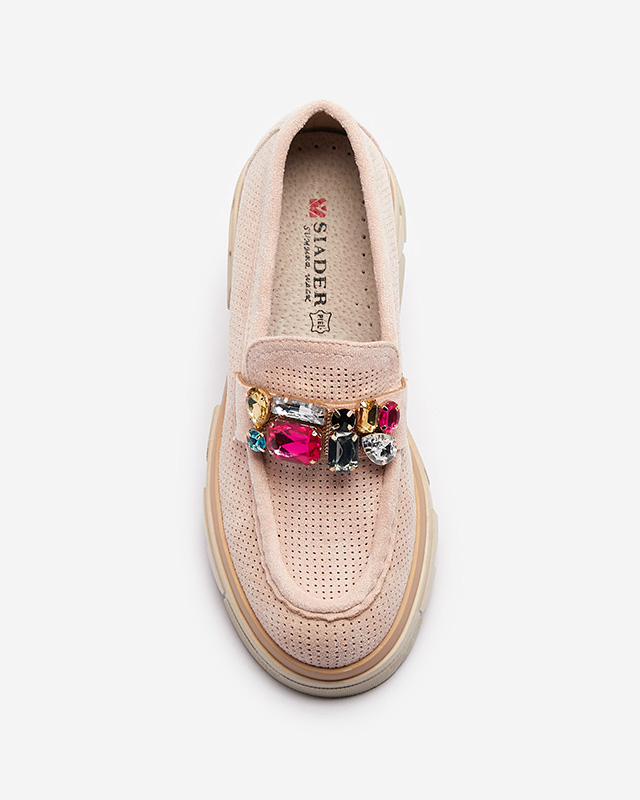 Světle růžové dámské mokasíny s ozdobou Bokkso- Obuv