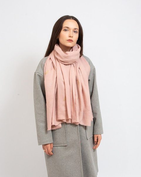 Royalfashion Рожевий жіночий тонкий шарф з блискітками