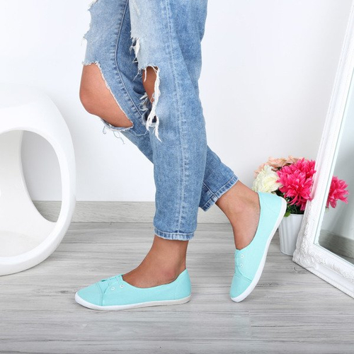 Miętowe tenisówki typu slip on - Obuwie