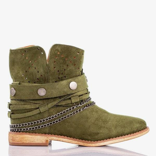 ВИХІД Зелені черевики з ковбойськими черевиками на внутрішньому танкетці Салемі - Взуття
