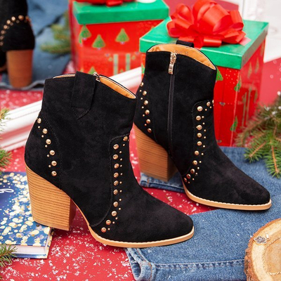 Černé kovbojské boty na vysokém sloupku Gana - Obuv