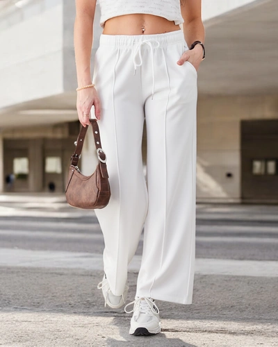 Royalfashion Široké dámské kalhoty s plačkami