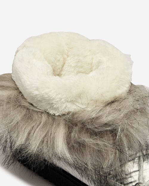 Royalfashion Сліпони сріблясті черевики а-ля снігоступи жіночі Efilayla