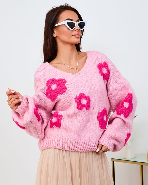 Светр жіночий квітковий Royalfashion Brown