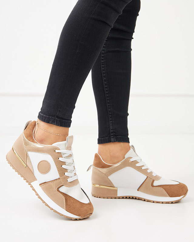 Dámské béžové a hnědé sportovní boty se třpytkami Tenetika - Footwear