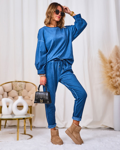 Royalfashion Ležérní modrá dámská mikinová souprava