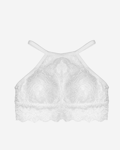 Білий мереживний бюстгальтер-бралет