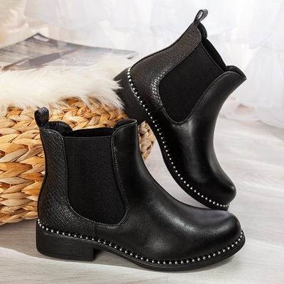 Чорні черевики з візерунком типу шкіра змїї Faviae - Взуття