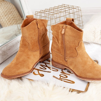 Kovbojské boty na platformě ve velbloudí barvě Brunoki - Obuv