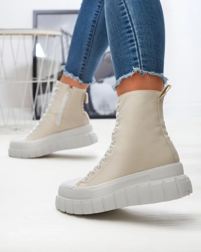 Dámské tenisky na vysoké platformě v béžové barvě Kivda- Obuv