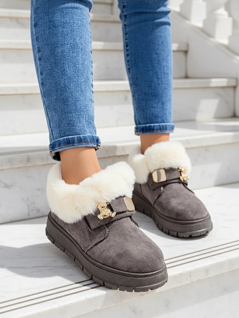 Royalfashion Dámské krátké boty a'la snow boots Dobis