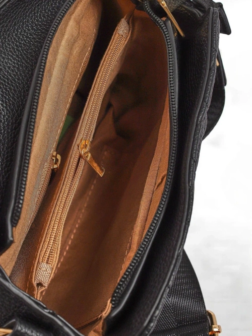 Чорна жіноча сумка Demetra з екологічної патентної шкіри, елегантна