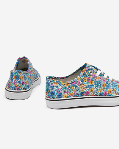 OUTLET Dámské modré tenisky s květinami Sertoli - Obuv