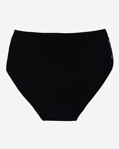 Černé bavlněné dámské slipy s slipy s potiskem PLUS VELIKOST- Spodní prádlo