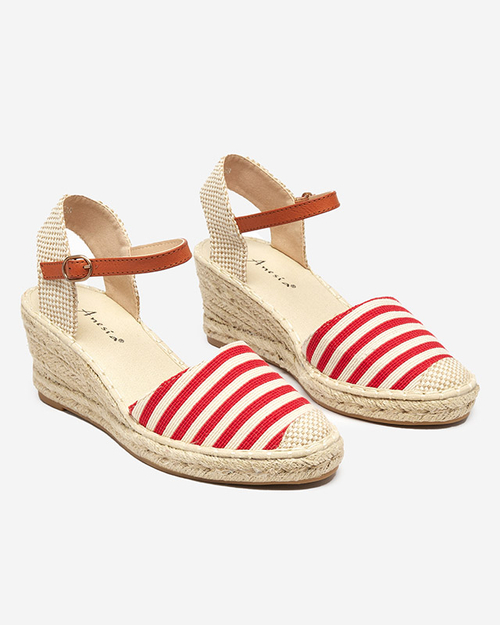 Червоні жіночі босоніжки a'la espadrilles в смужку Mecera - Туфлі