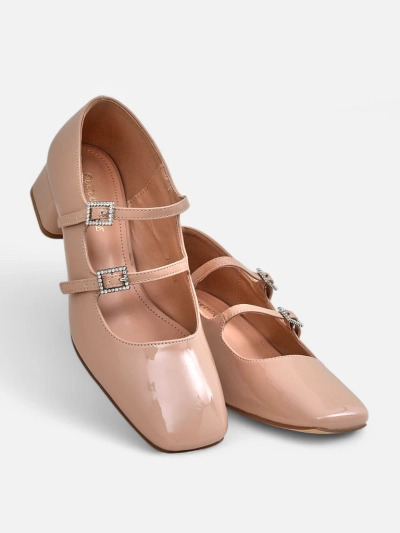 Royalfashion Lakované dámské lodičky na blokovém podpatku se strapci Vible