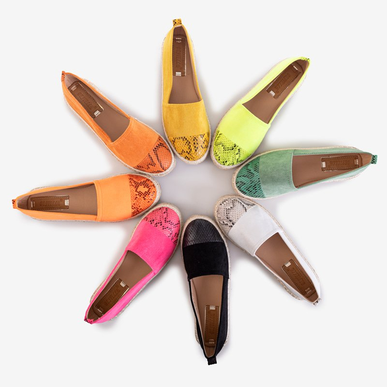 Neonově oranžové dámské espadrilky se zvířecí ražbou Lenda - Boty