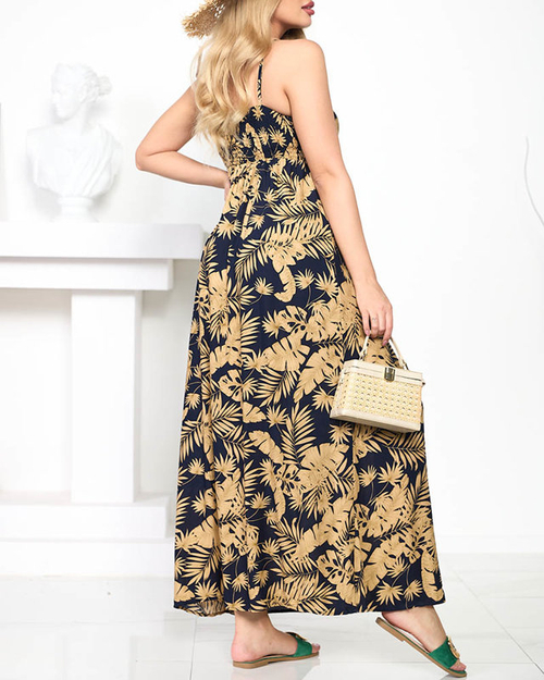 Червона жіноча сукня максі з візерунком на бретелях - Одяг